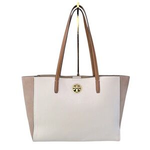 Tory Burch Carson Colorblock Tote New Ivory Leather Bag Style 81957